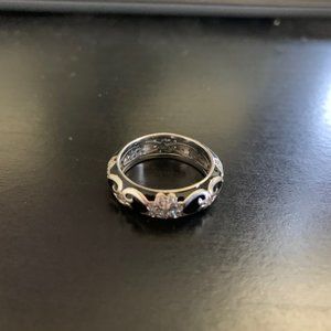 Hidalgo Diamonique Sterling Flower and Heart Ring